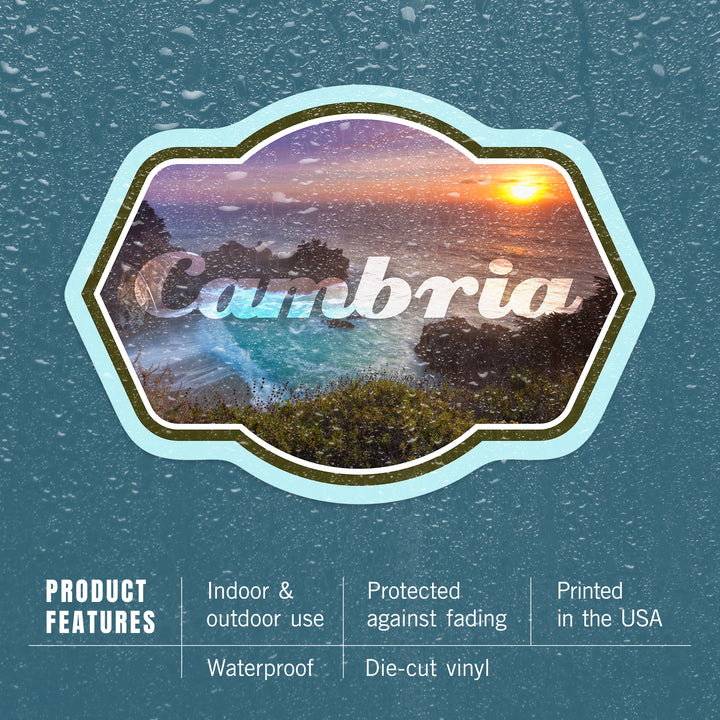 Cambria, California, McWay Cove, Contour, Vinyl Sticker