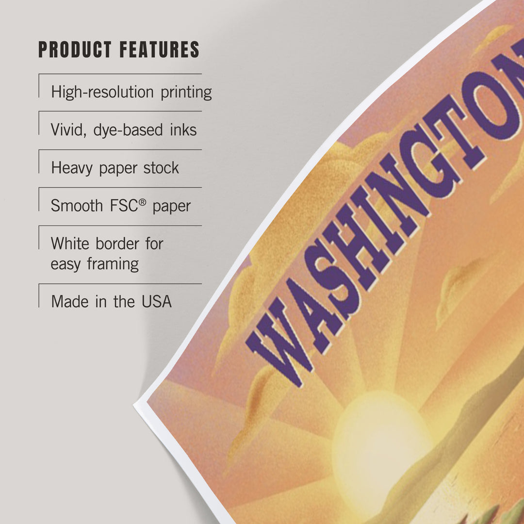 Washington, Lithograph, Bear and Spring Flowers, Lake, Art & Giclee Prints