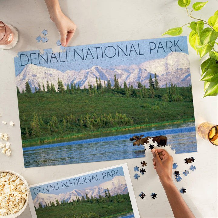 Denali National Park, Alaska, Moose and Water, Jigsaw Puzzle