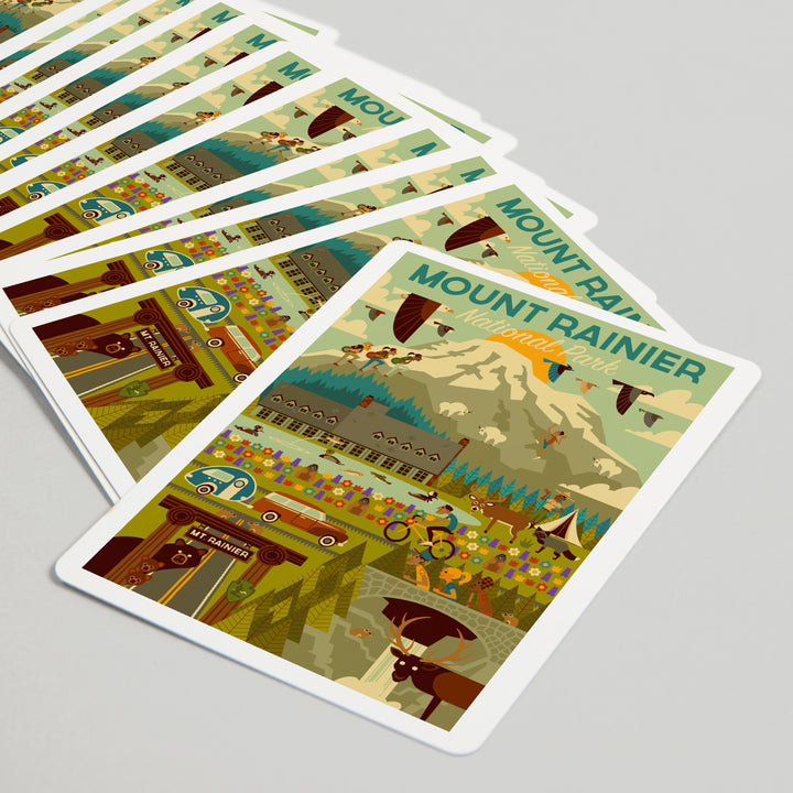 Playing Cards, Mount Rainier National Park, Washington, Geometric National Park Series, 52 Card Deck with Jokers in Box, Unique Art