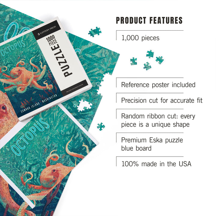 Camano Island, Washington, Fluid Linework, Octopus, 1000 Piece Jigsaw Puzzle