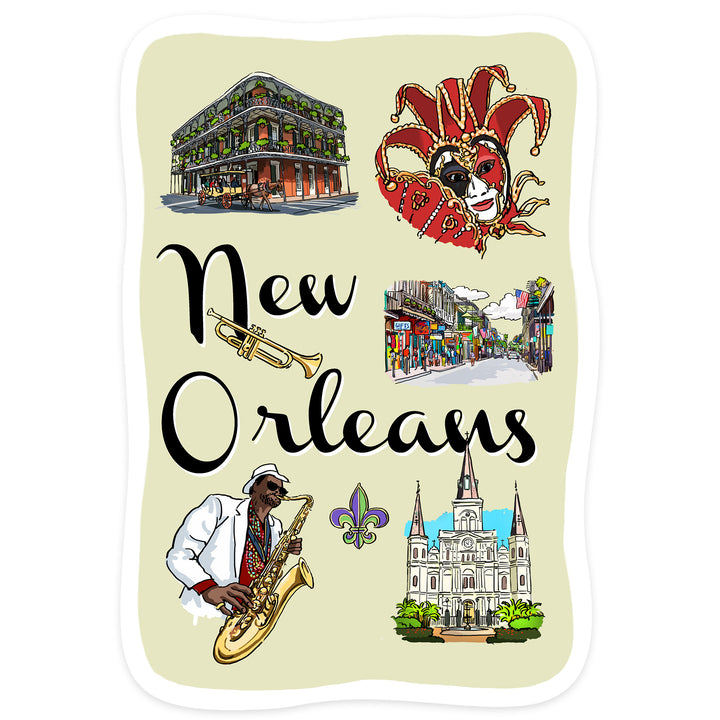 New Orleans, Louisiana, Landmarks and Icons, Contour, Vinyl Sticker