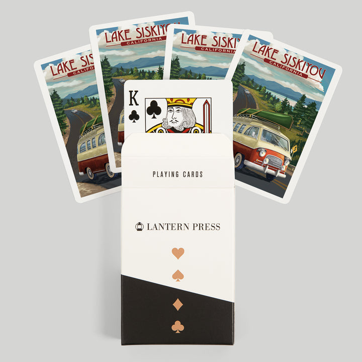 Playing Cards, Lake Siskiyou, California, Camper Van, 52 Card Deck with Jokers in Box, Unique Art