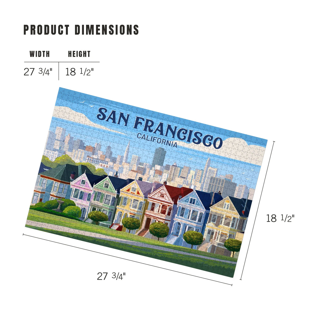San Francisco, California, Painterly, Painted Houses, 1000 Piece Jigsaw Puzzle