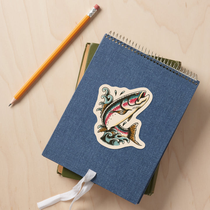 American Traditional, Trout Fishing, Vinyl Sticker