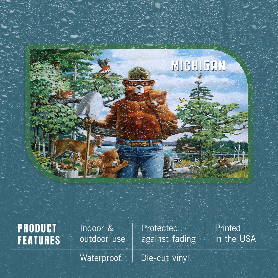 Michigan, Smokey Bear, Smokey Says, Prevent Wildfires, Vinyl Sticker