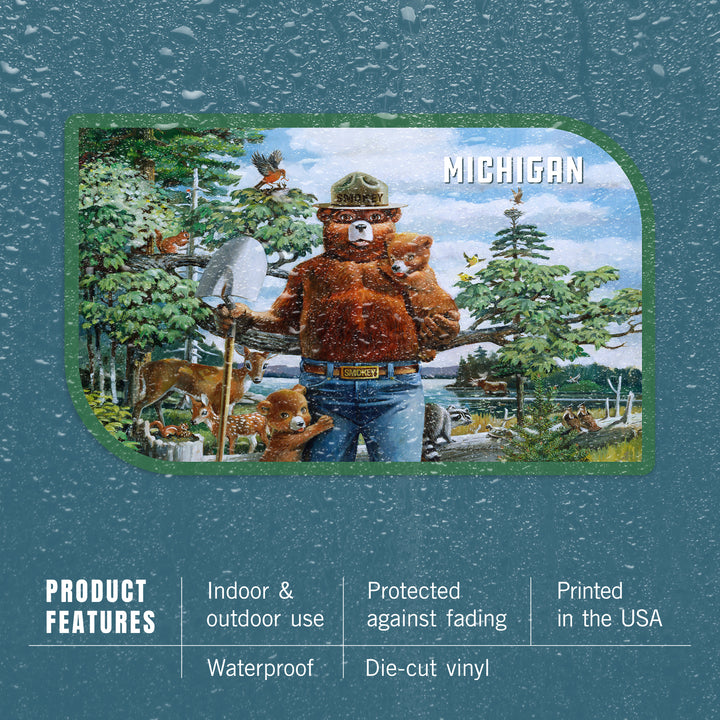 Michigan, Smokey Bear, Smokey Says, Prevent Wildfires, Vinyl Sticker