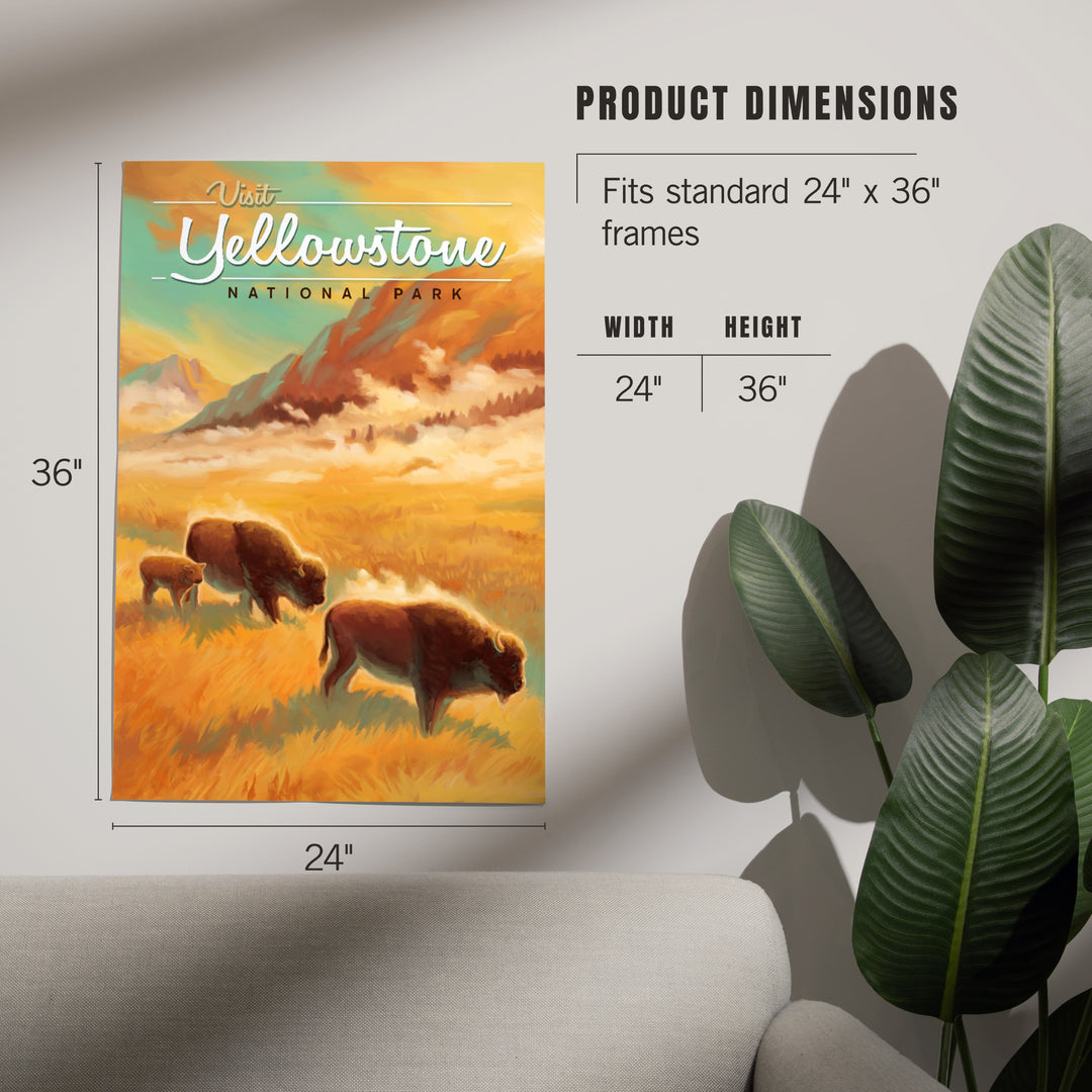 Yellowstone National Park, Bison, Oil Painting, Art & Giclee Prints