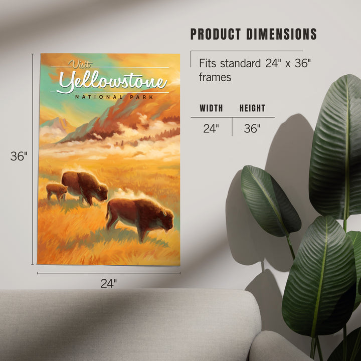 Yellowstone National Park, Bison, Oil Painting, Art & Giclee Prints