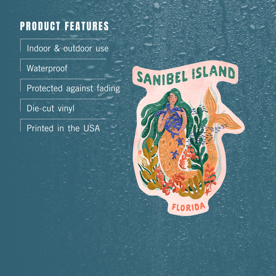 Sanibel Island, Florida, Mermaid, Friend Of The Deep, Vinyl Sticker