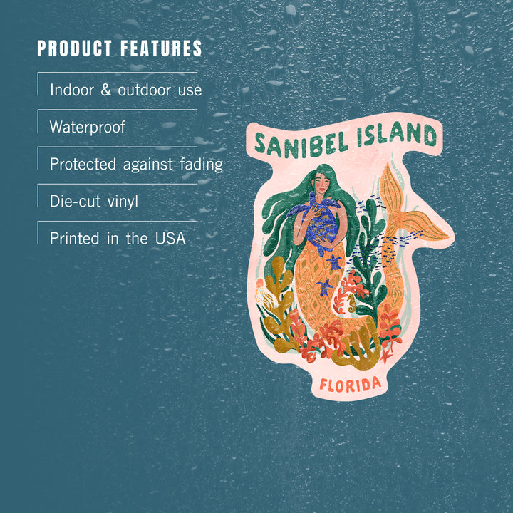 Sanibel Island, Florida, Mermaid, Friend Of The Deep, Vinyl Sticker
