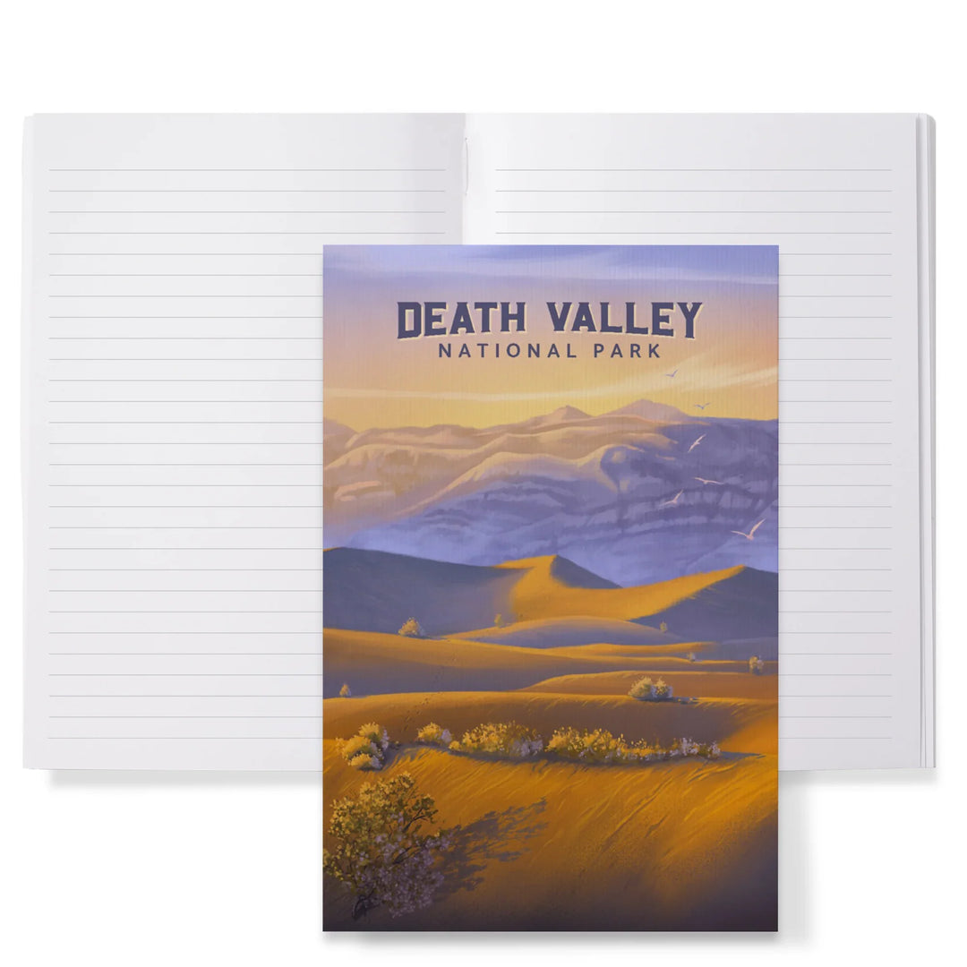 Lined 6x9 Journal, Death Valley National Park, California, Sand Dune Sunset, Oil Painting, Lay Flat, 193 Pages, FSC paper