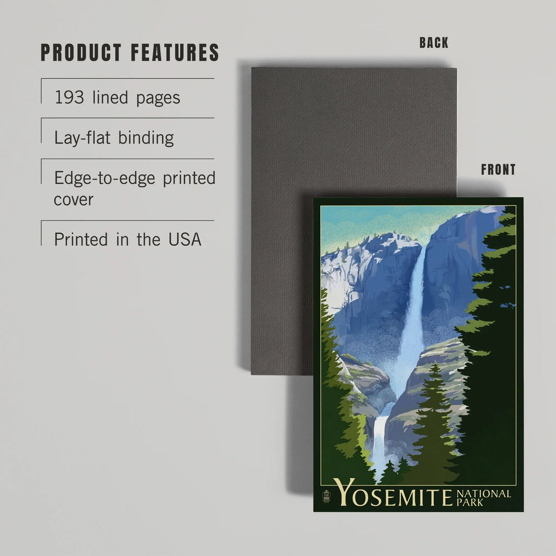 Lined 6x9 Journal, Yosemite National Park, California, Yosemite Falls, Lithography, Lay Flat, 193 Pages, FSC paper