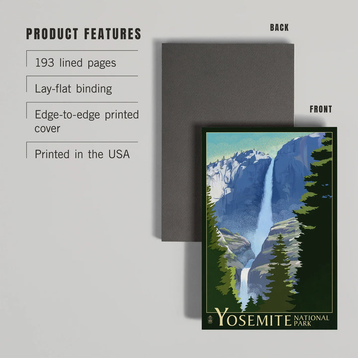 Lined 6x9 Journal, Yosemite National Park, California, Yosemite Falls, Lithography, Lay Flat, 193 Pages, FSC paper