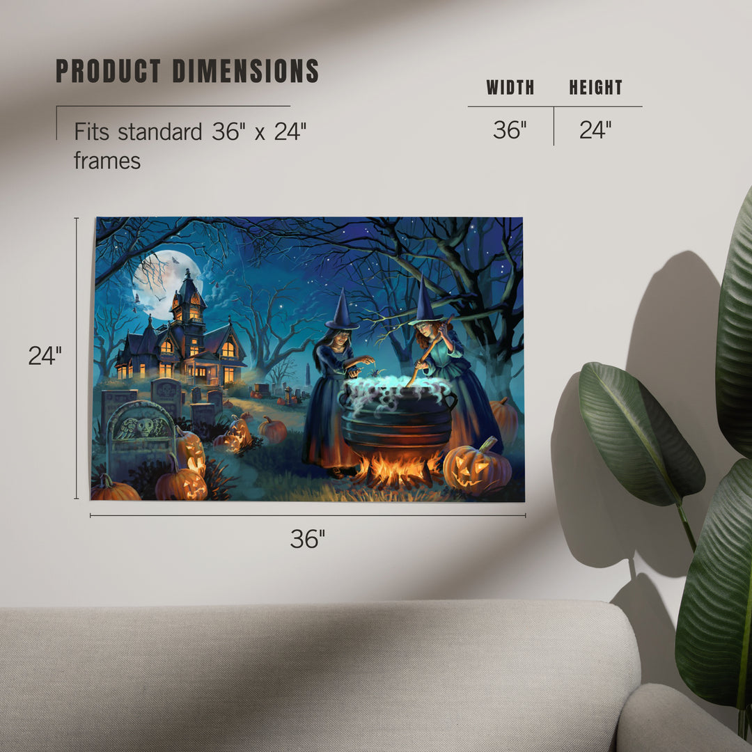 Oil Painting, Cemetery Witch's Brew, Art & Giclee Prints