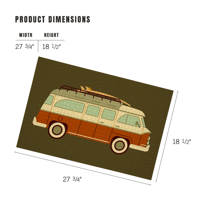 Camper Van with Surfboard, Geometric, Jigsaw Puzzle