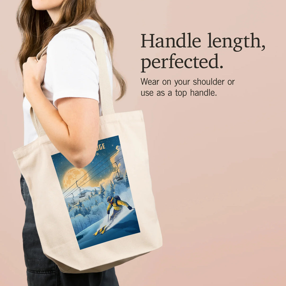 Breckenridge, Colorado, Night Ski, Lithograph, Tote Bag