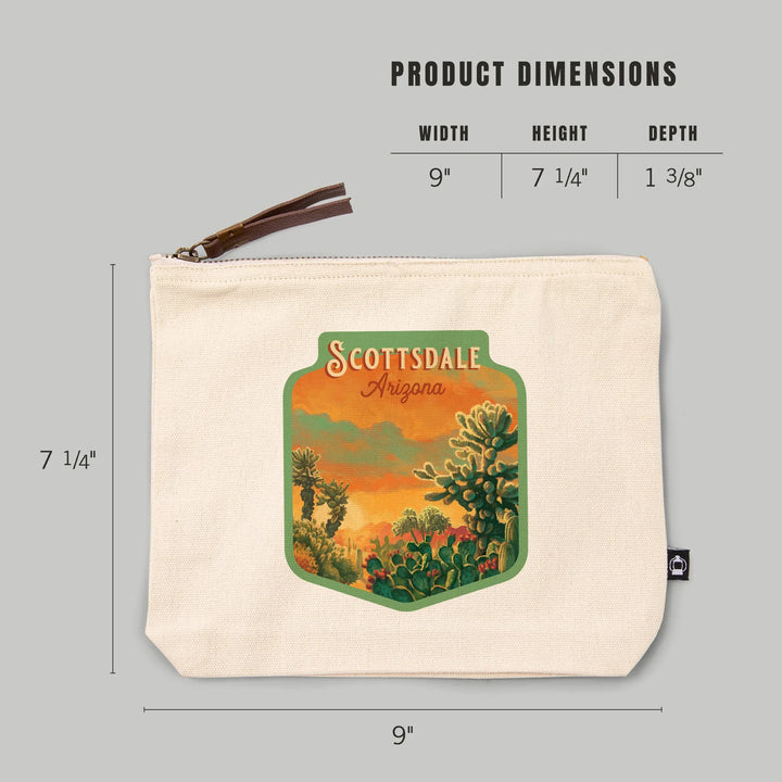 Scottsdale, Arizona, Oil Painting, National Park Series, Organic Cotton Zipper Pouch, Go Bag