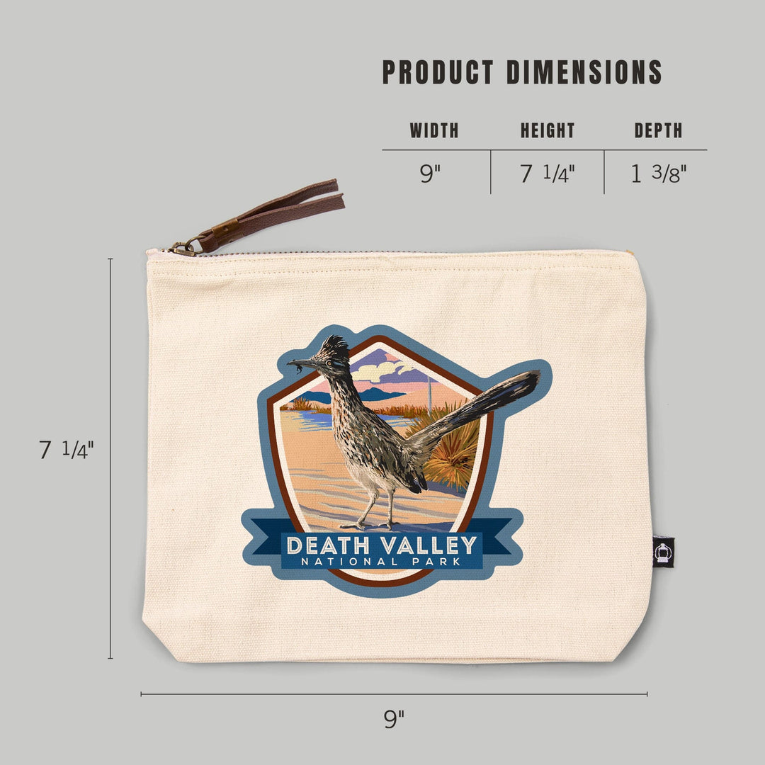 Death Valley National Park, Bird, Painterly Series,, Organic Cotton Zipper Pouch, Go Bag Go Bag Lantern Press 