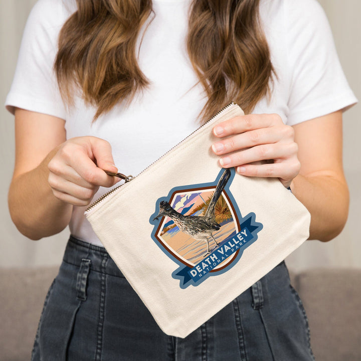 Death Valley National Park, Bird, Painterly Series,, Organic Cotton Zipper Pouch, Go Bag Go Bag Lantern Press 