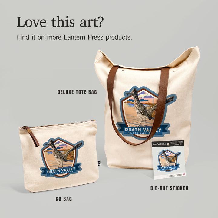 Death Valley National Park, Bird, Painterly Series,, Organic Cotton Zipper Pouch, Go Bag Go Bag Lantern Press 