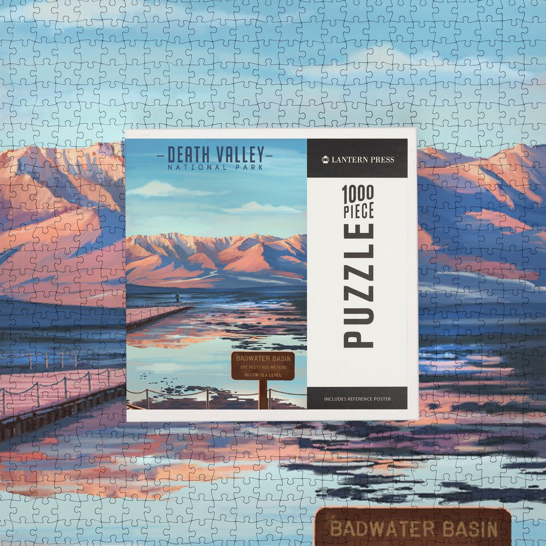 Death Valley National Park, California, Badwater Basin, Oil Painting, Jigsaw Puzzle Puzzle Lantern Press 
