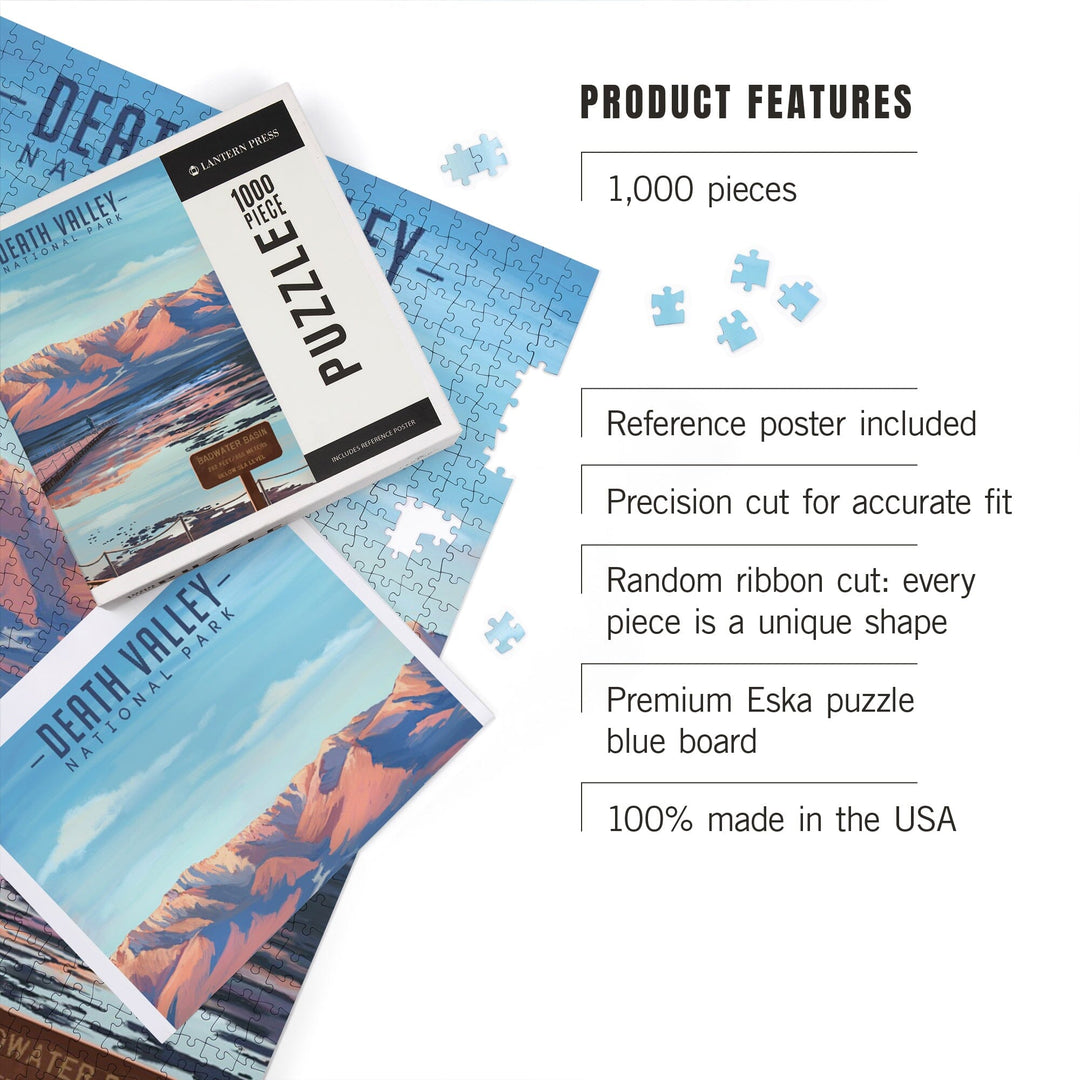 Death Valley National Park, California, Badwater Basin, Oil Painting, Jigsaw Puzzle Puzzle Lantern Press 