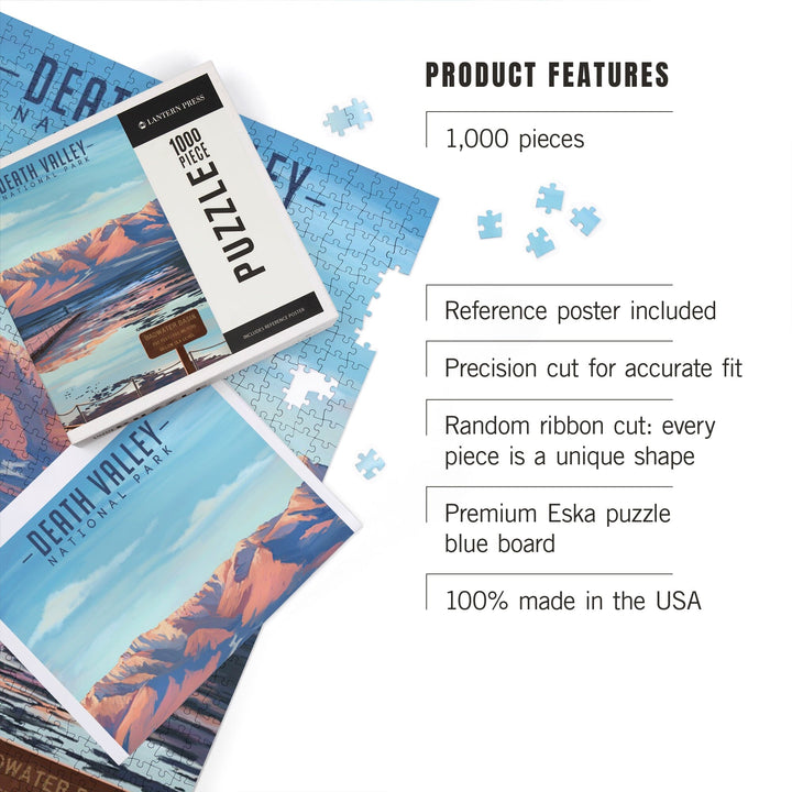 Death Valley National Park, California, Badwater Basin, Oil Painting, Jigsaw Puzzle Puzzle Lantern Press 
