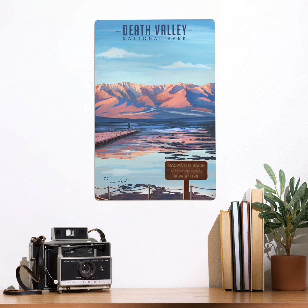 Death Valley National Park, California, Badwater Basin, Oil Painting, Metal Signs Metal Lantern Press 