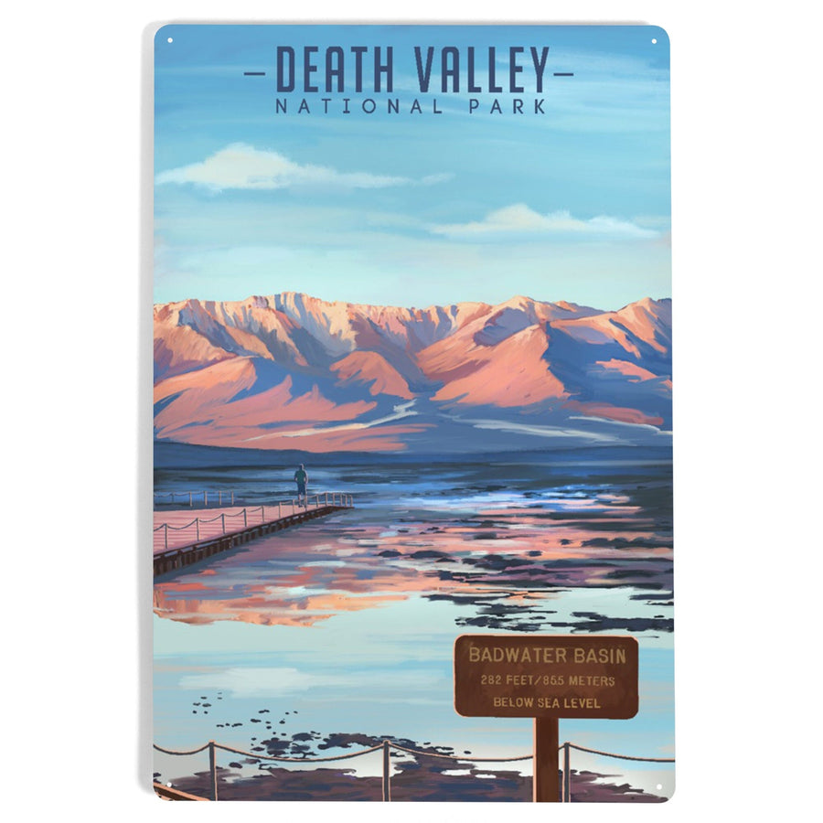 Death Valley National Park, California, Badwater Basin, Oil Painting, Metal Signs Metal Lantern Press 