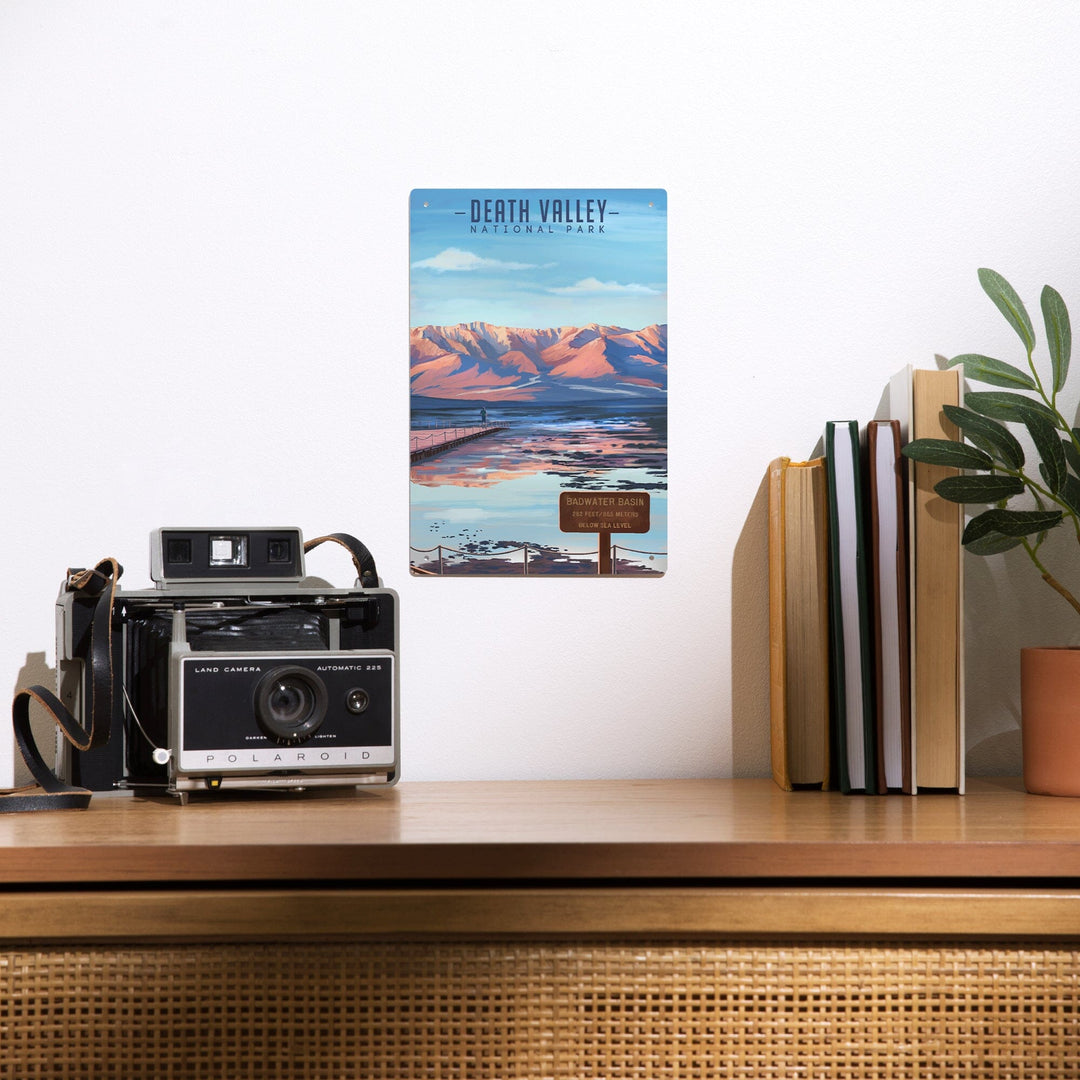 Death Valley National Park, California, Badwater Basin, Oil Painting, Metal Signs Metal Lantern Press 