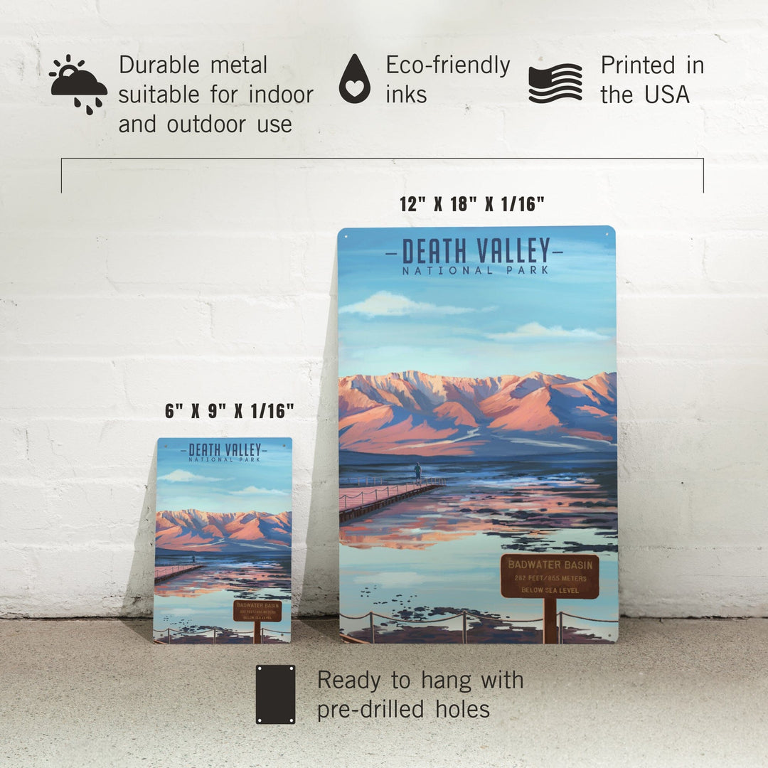 Death Valley National Park, California, Badwater Basin, Oil Painting, Metal Signs Metal Lantern Press 