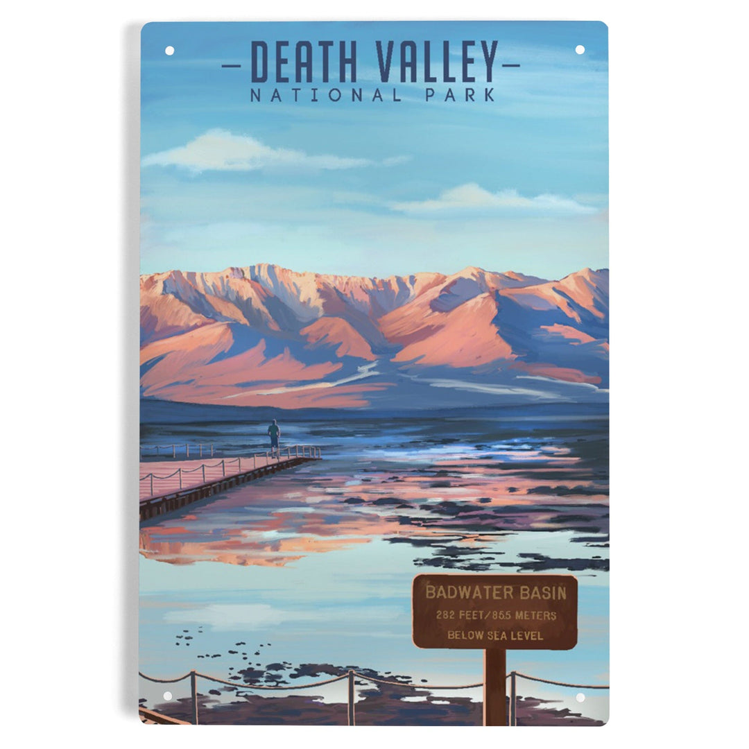 Death Valley National Park, California, Badwater Basin, Oil Painting, Metal Signs Metal Lantern Press 