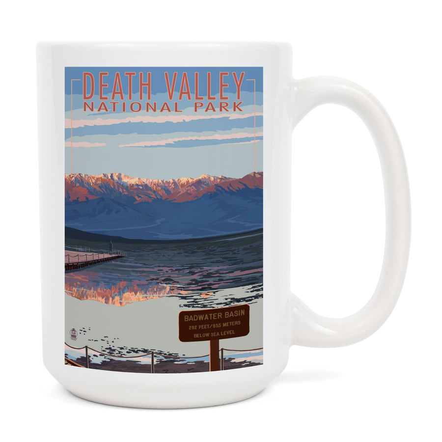 Death Valley National Park, California, Badwater, Lantern Press Artwork, Ceramic Mug Mugs Lantern Press 