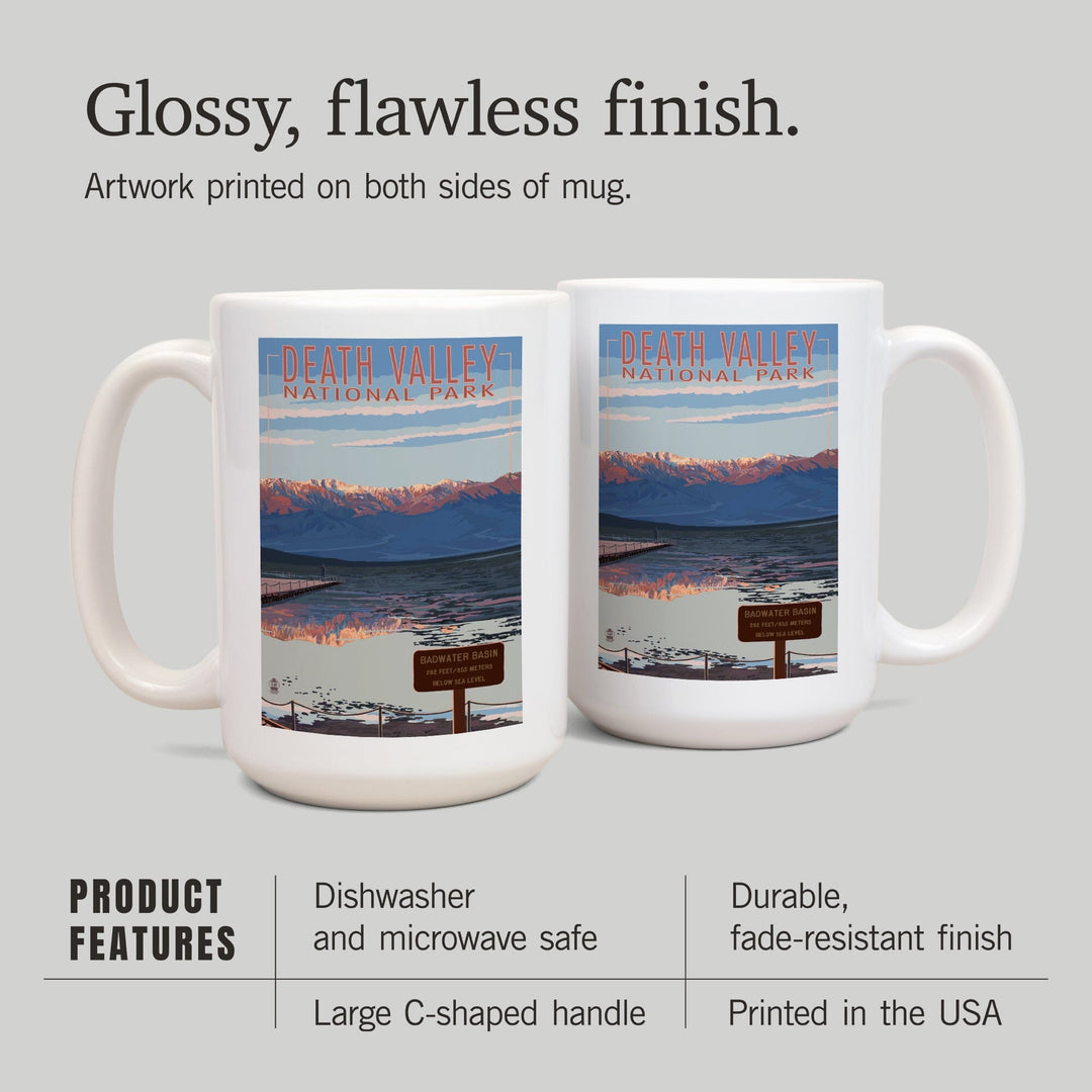 Death Valley National Park, California, Badwater, Lantern Press Artwork, Ceramic Mug Mugs Lantern Press 