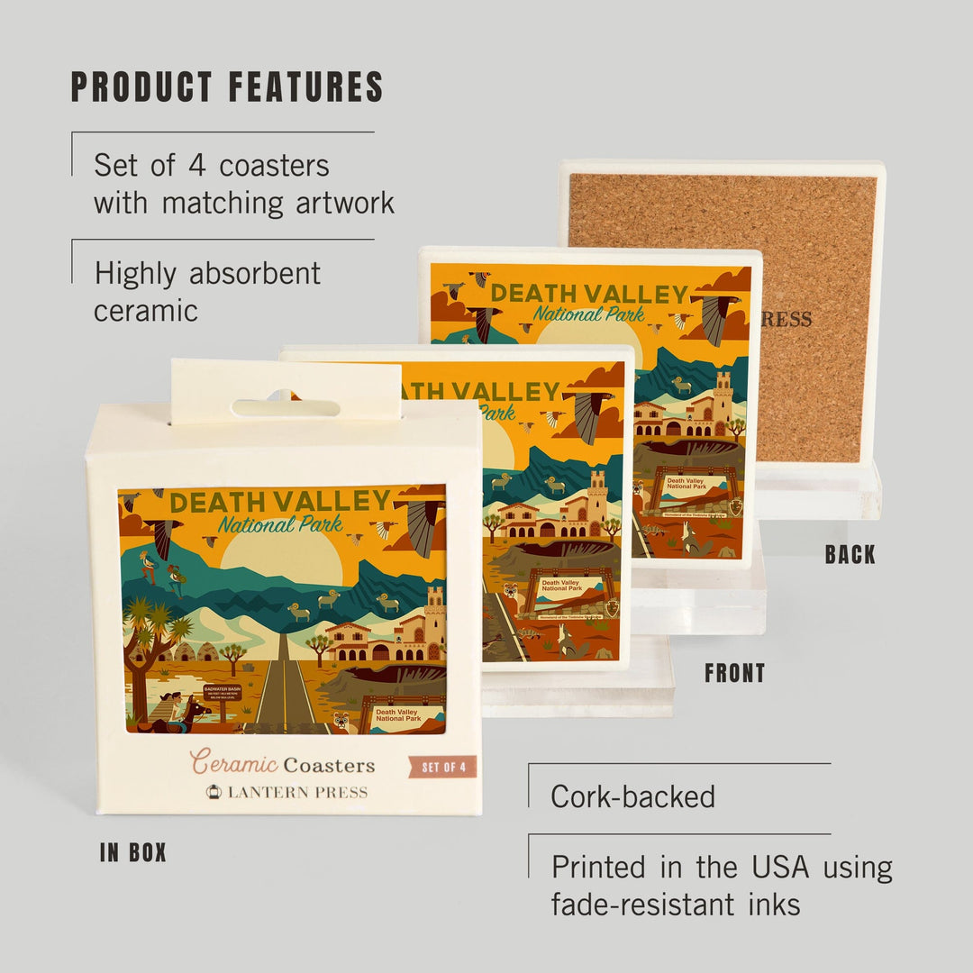 Death Valley National Park, California, Geometric National Park Series, Coasters Coasters Lantern Press 