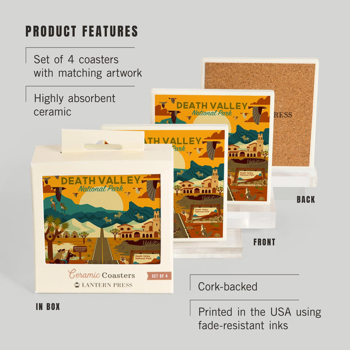 Death Valley National Park, California, Geometric National Park Series, Coasters Coasters Lantern Press 