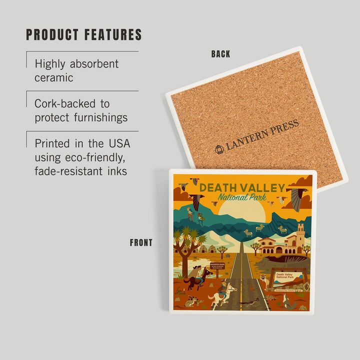 Death Valley National Park, California, Geometric National Park Series, Coasters Coasters Lantern Press 