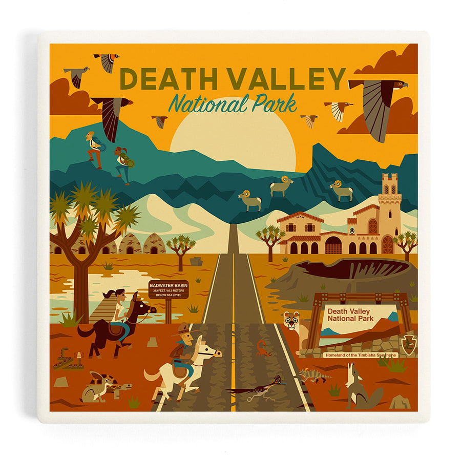 Death Valley National Park, California, Geometric National Park Series, Coasters Coasters Lantern Press 