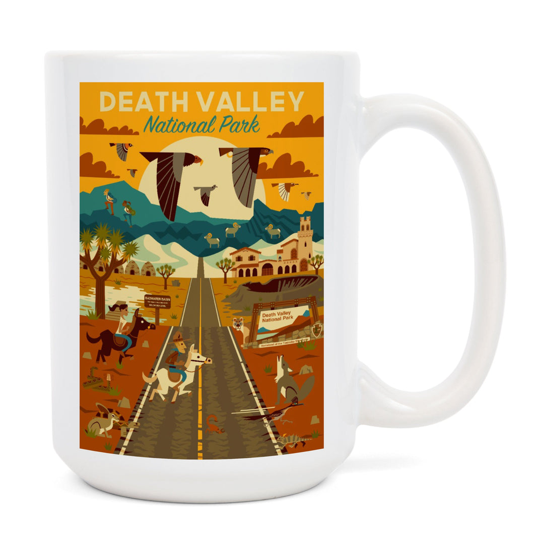 Death Valley National Park, California, Geometric National Park Series, Lantern Press Artwork, Ceramic Mug Mugs Lantern Press 
