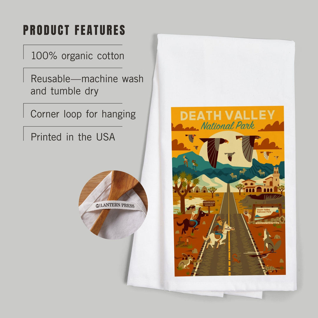 Death Valley National Park, California, Geometric National Park Series, Organic Cotton Kitchen Tea Towels Kitchen Lantern Press 