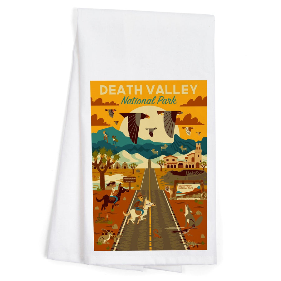 Death Valley National Park, California, Geometric National Park Series, Organic Cotton Kitchen Tea Towels Kitchen Lantern Press 