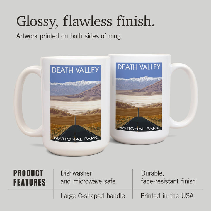 Death Valley National Park, California, Highway View, Lantern Press Artwork, Ceramic Mug Mugs Lantern Press 