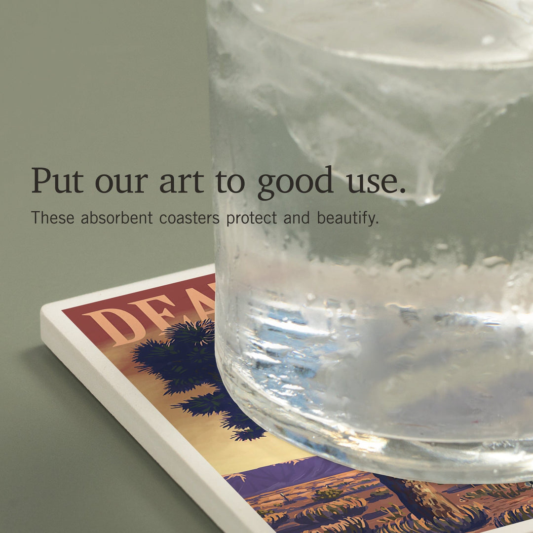 Death Valley National Park, California, Joshua Tree, Painterly Series, Coasters Coasters Lantern Press 