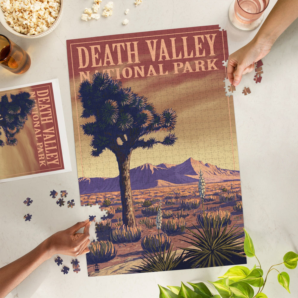 Death Valley National Park, California, Joshua Tree, Painterly Series, Jigsaw Puzzle Puzzle Lantern Press 