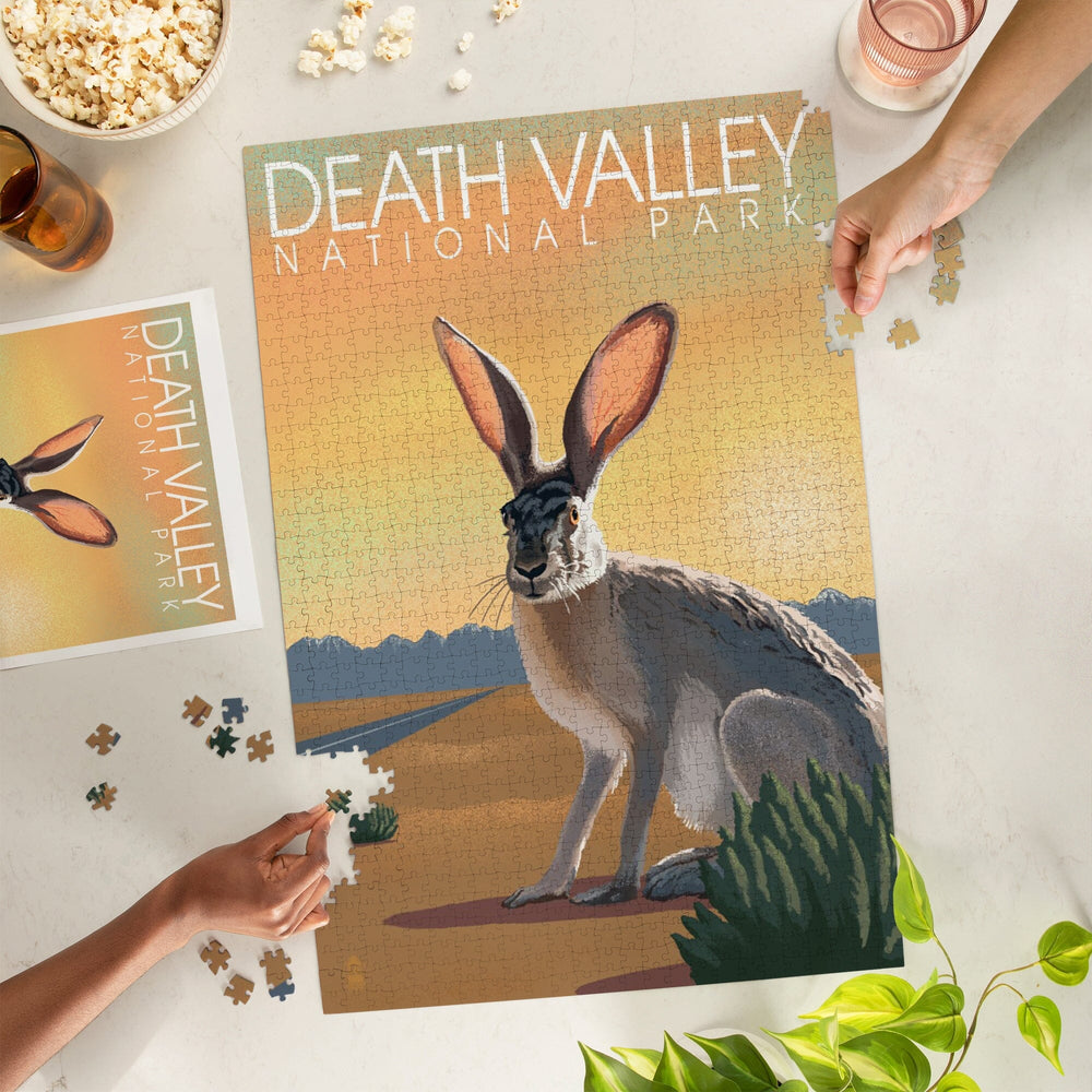 Death Valley National Park, California, Lithograph, Jackrabbit, Jigsaw Puzzle Puzzle Lantern Press 