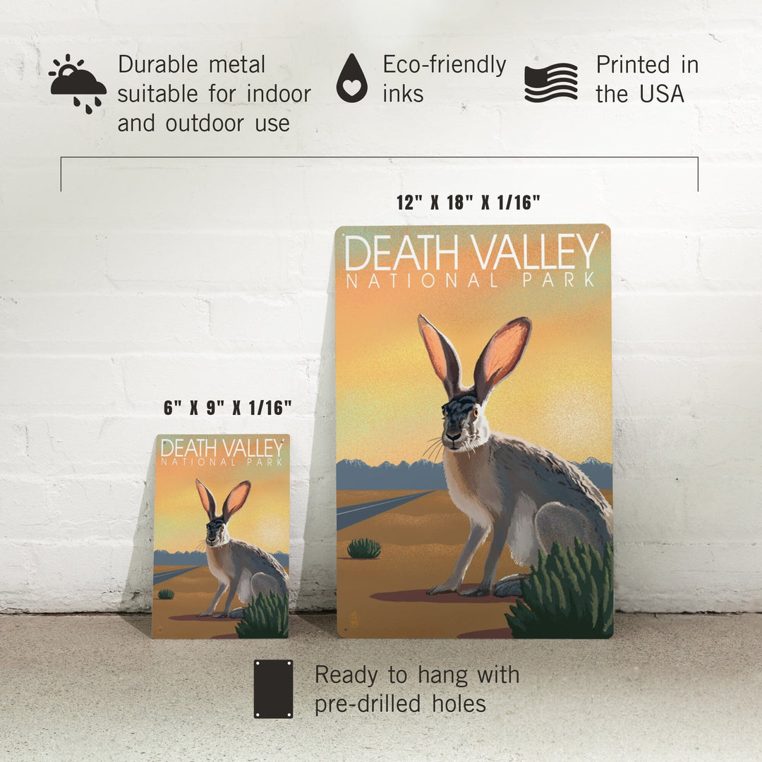 Death Valley National Park, California, Lithograph, Jackrabbit, Metal Signs Metal Lantern Press 