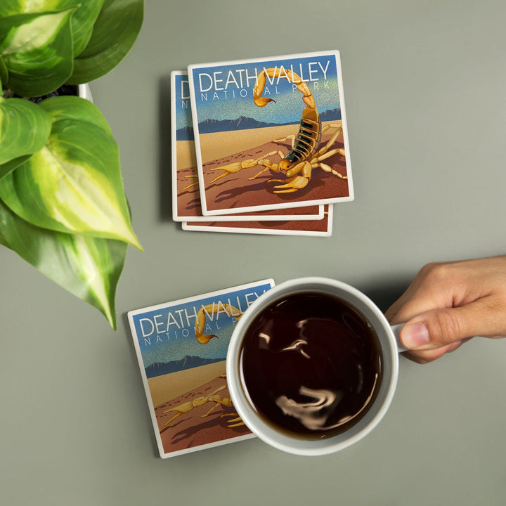 Death Valley National Park, California, Lithograph, Scorpion, Coasters Coasters Lantern Press 