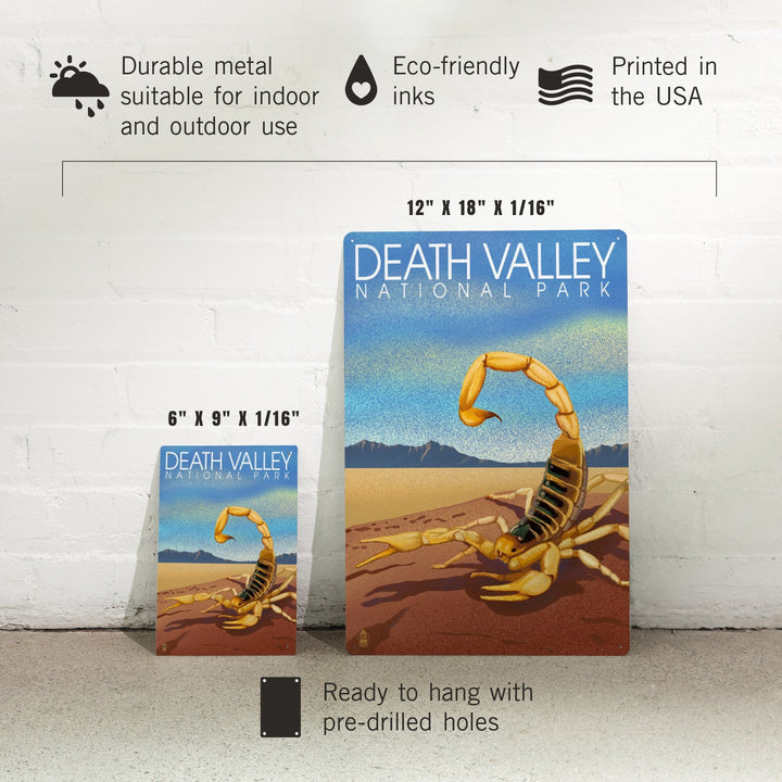 Death Valley National Park, California, Lithograph, Scorpion, Metal Signs Metal Lantern Press 