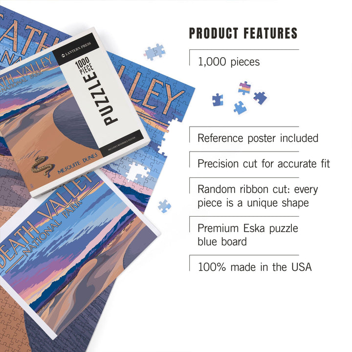 Death Valley National Park, California, Mesquite Dunes, Jigsaw Puzzle Puzzle Lantern Press 